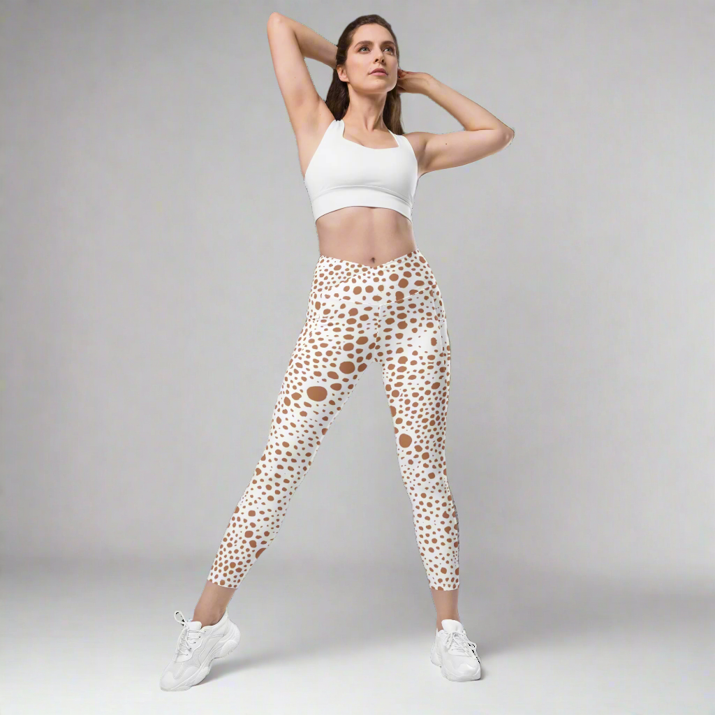 Crossover leggings with pockets Snow Pink